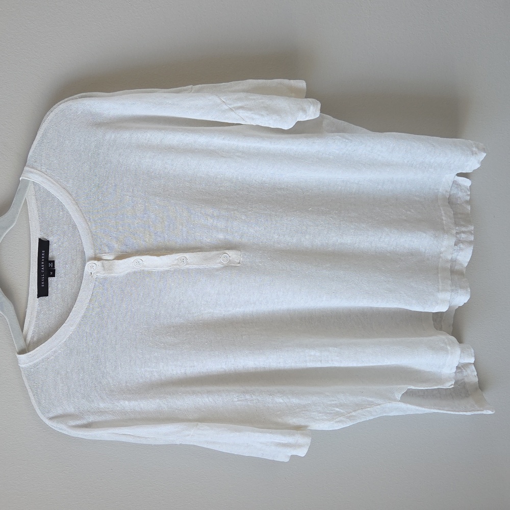 Skull Cashmere‎ Womens Medium 100% Linen Penelope 4-Button Henley Off White Top